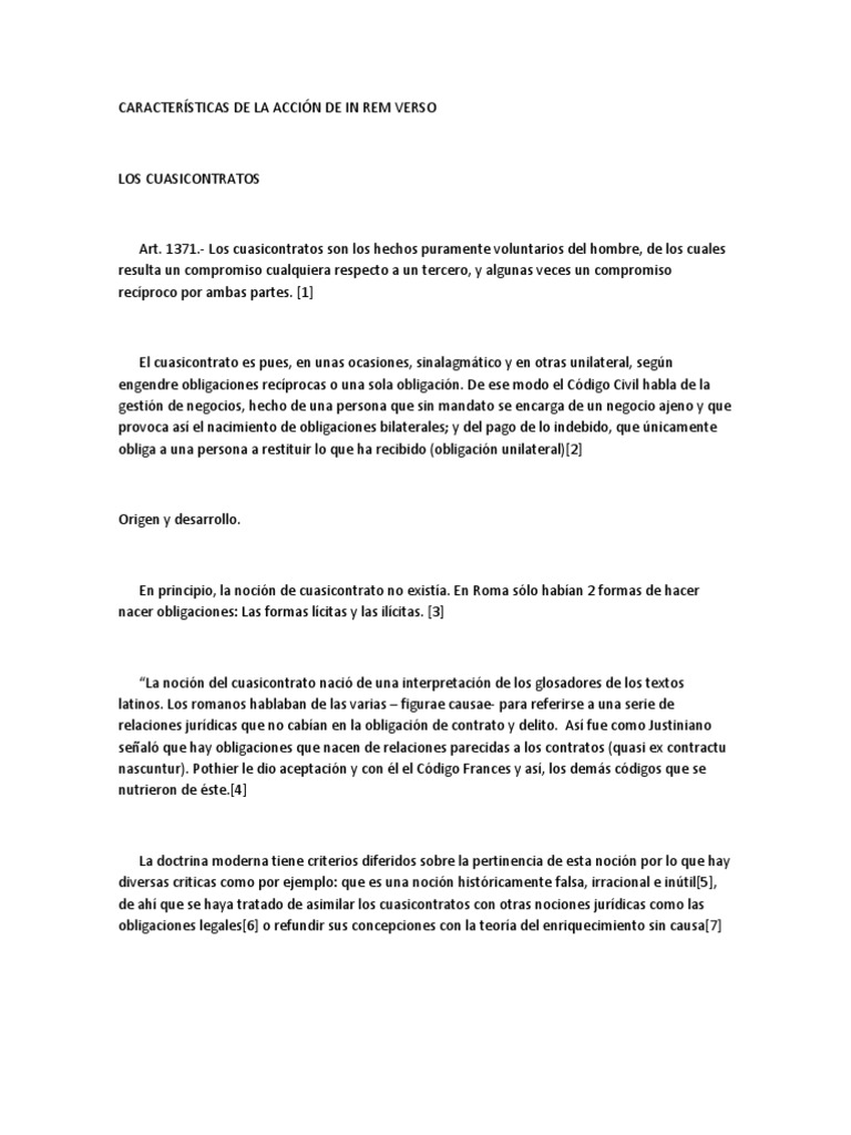 In Rem Verso Enriquecimiento Sin Causa PDF Caso de ley Bienes (Ley)