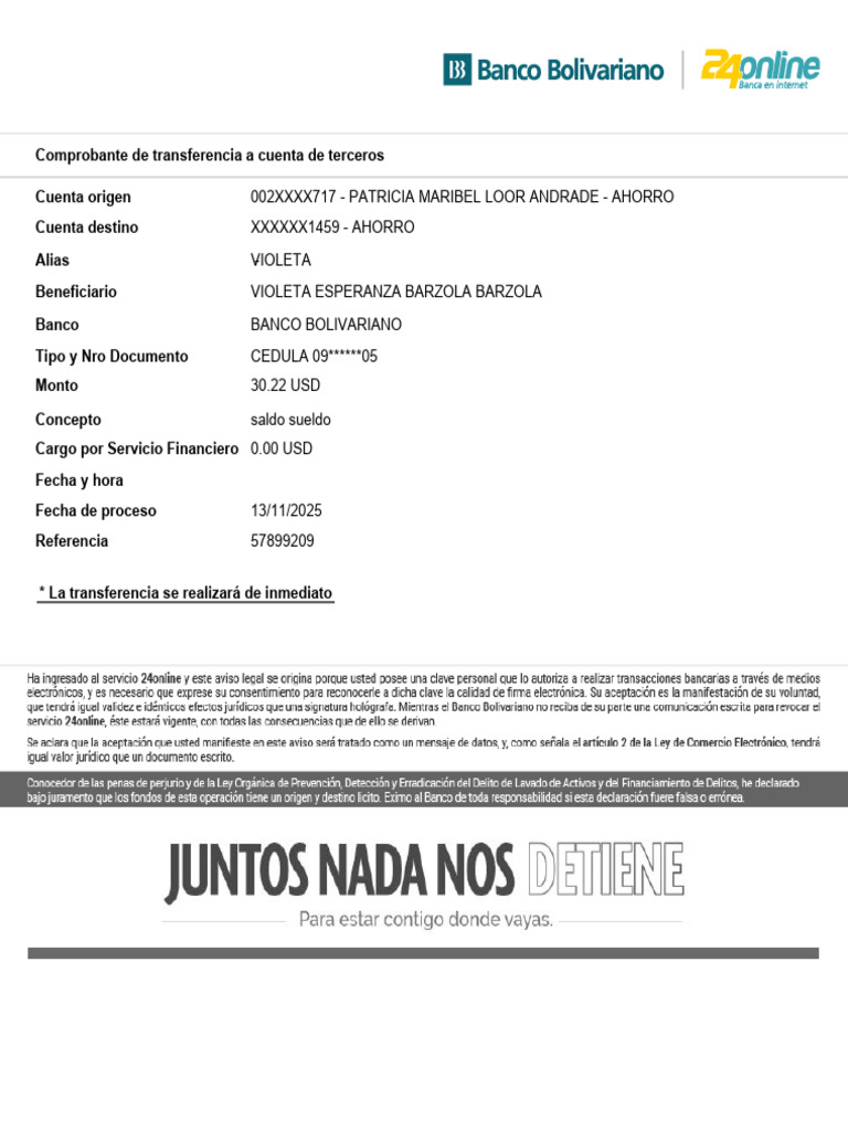 Comprobante de Transferencia Bancaria | PDF