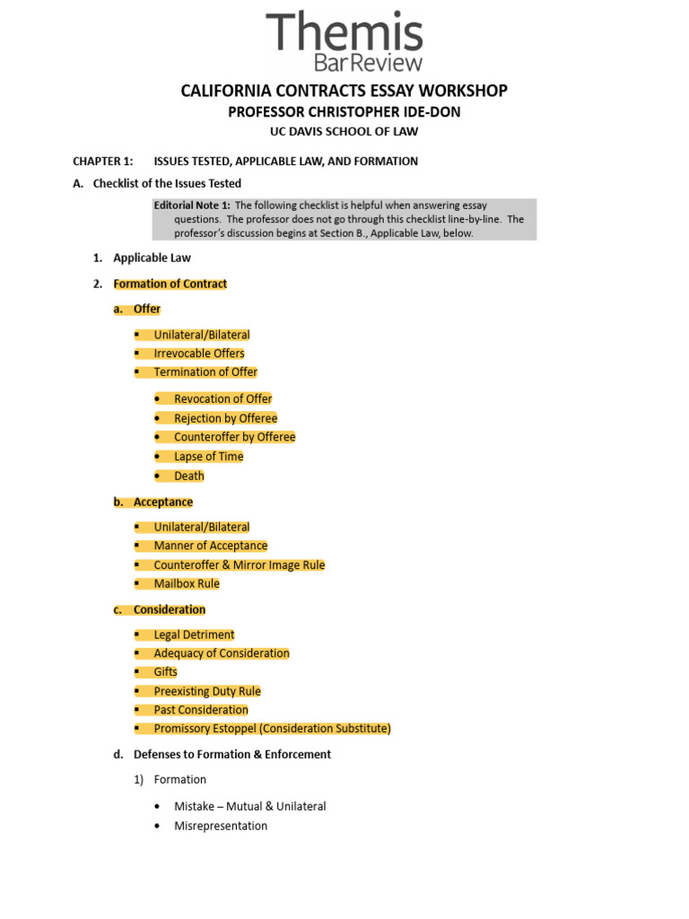 Contracts Essay Workshop | PDF | Offer And Acceptance | Damages