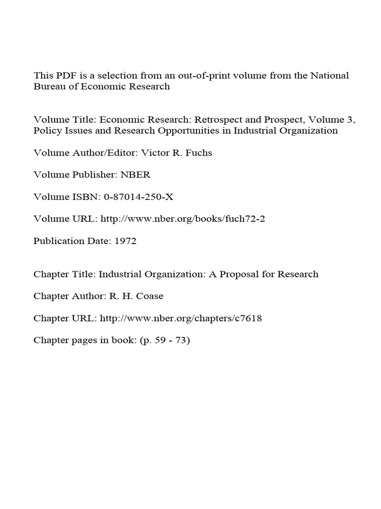 Research Proposal on Industrial Organization | PDF | Market (Economics ...