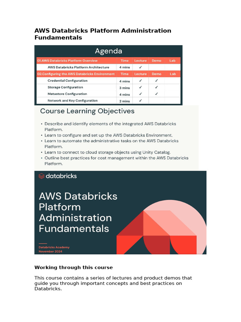 AWS Databricks Platform Administration Fundamentals | PDF