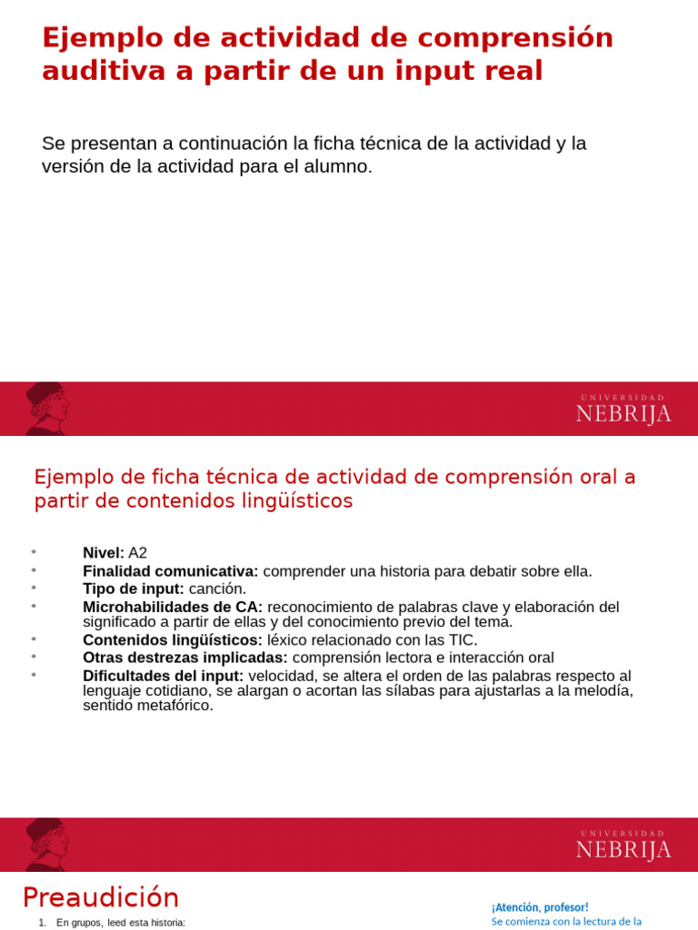 Ejemplo Actividad Comprension Auditiva | PDF