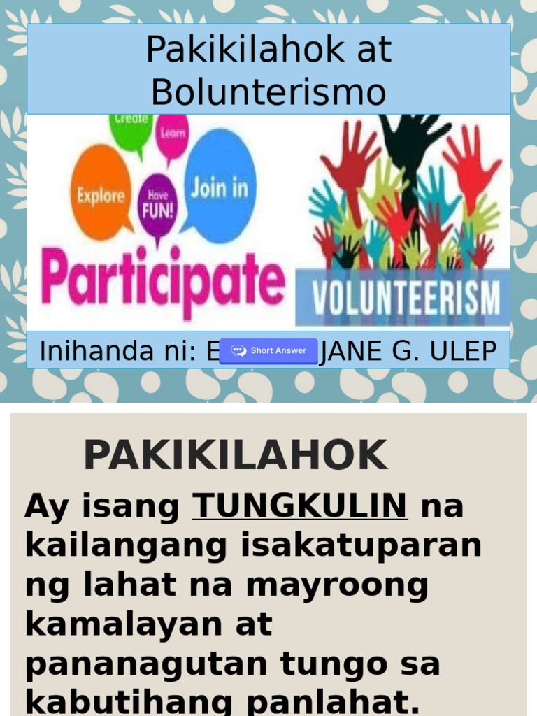 Pakikilahok at Bolunterismo | PDF