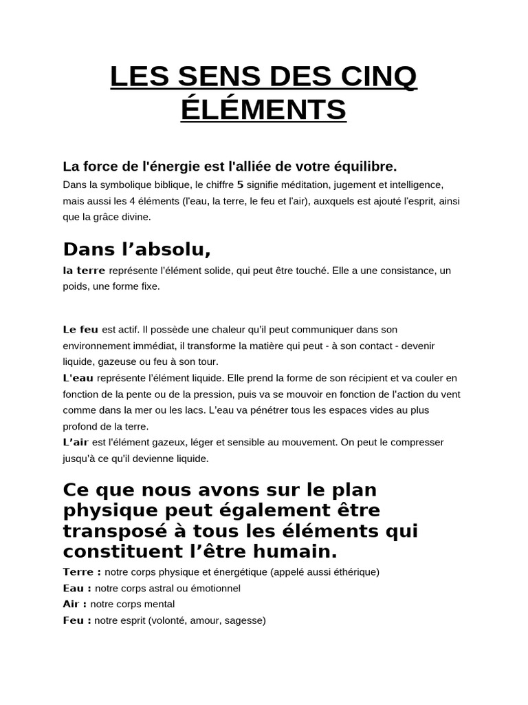 Les Cinq Éléments et leur Symbolique | PDF