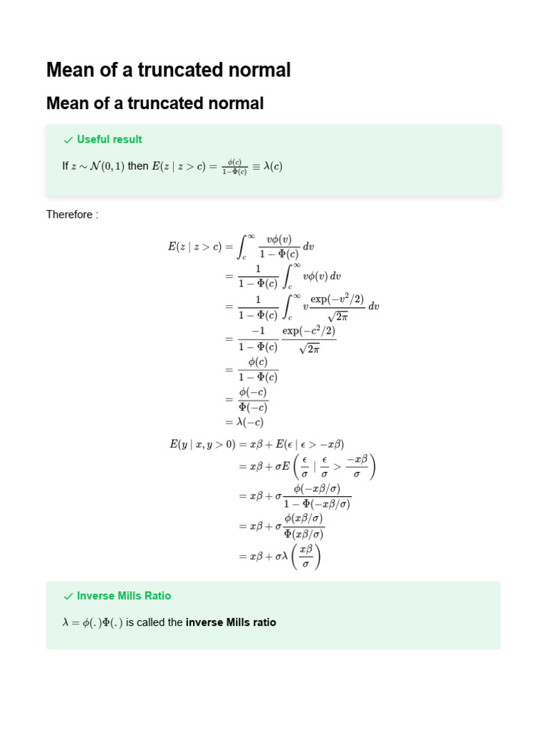 Mean of A Truncated Normal | PDF