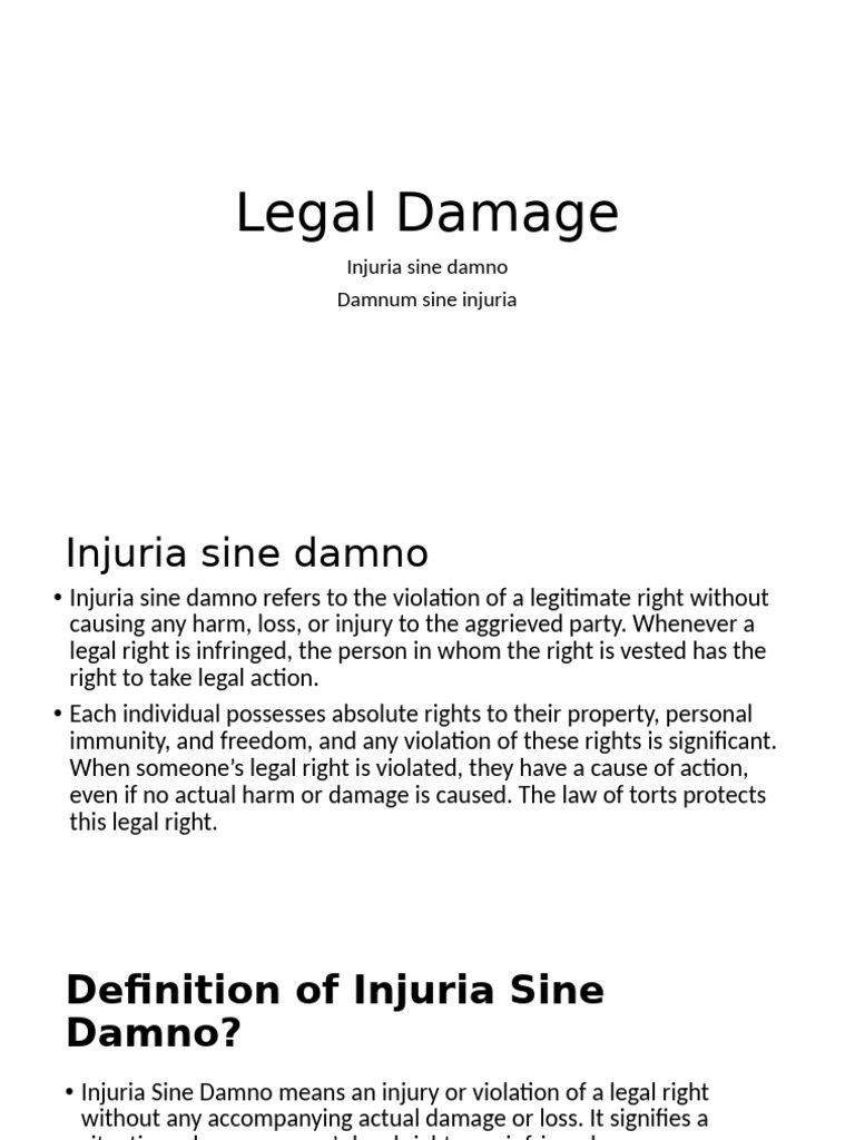 Understanding Injuria Sine Damno | PDF | Damages | Legal Remedy