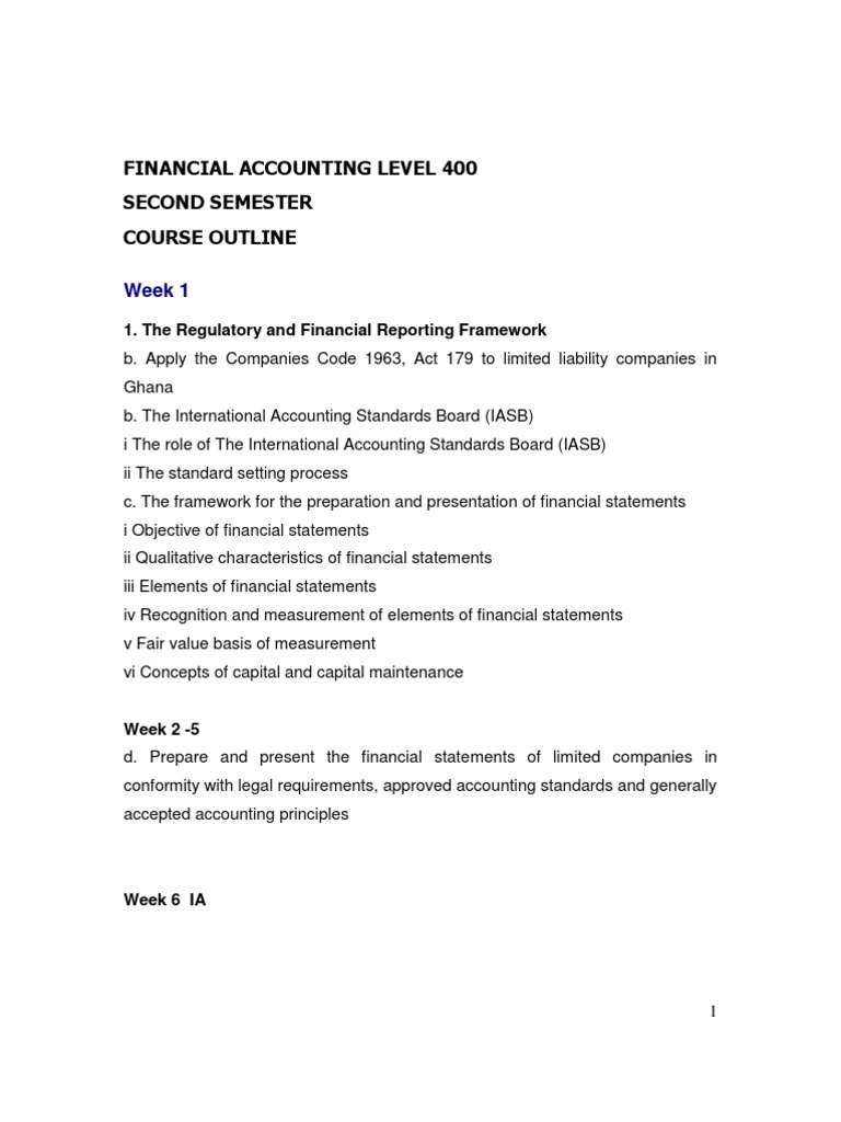 Financial Accounting Course Outline | PDF | International Financial ...