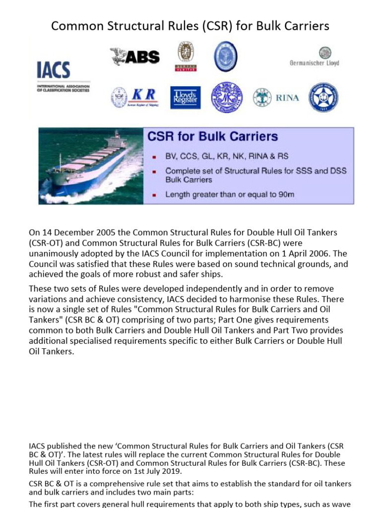 Common Structural Rules for Bulk Carriers | PDF | Ships | Oil Tanker