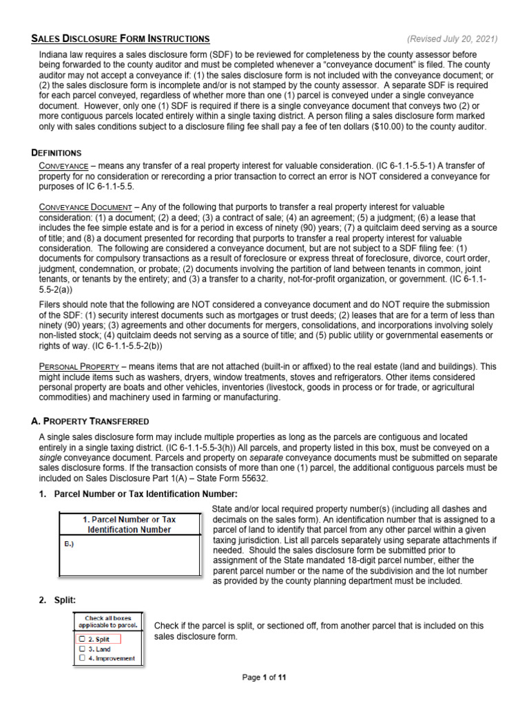 Indiana Sales Disclosure Form Guide | PDF | Land Lot | Social Security ...
