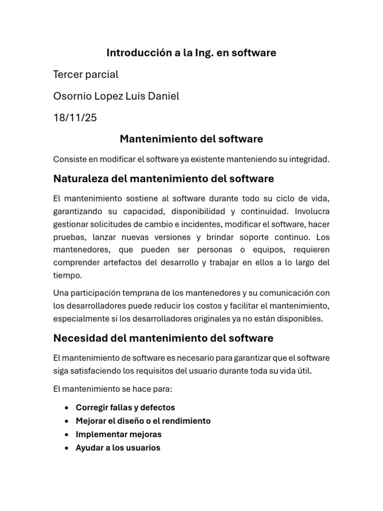 Mantenimiento Del Software (ILIS) | PDF | Software | Ingeniería de Sistemas