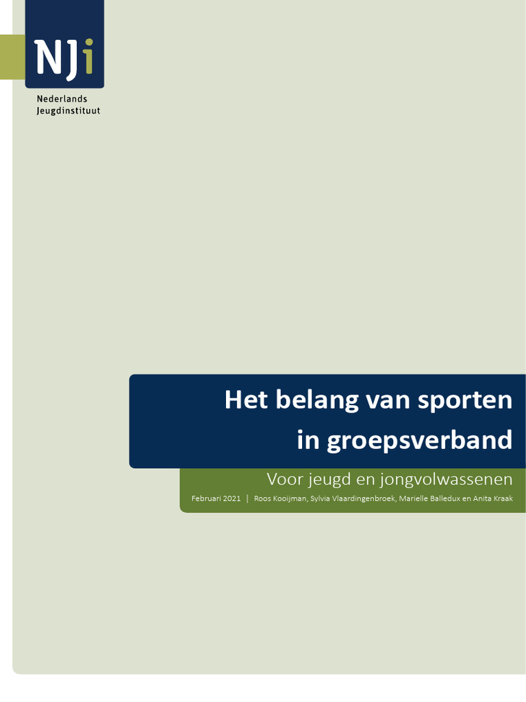 Het Belang Van Sporten in Groepsverband Voor Jeugd en Jongvolwassenen | PDF