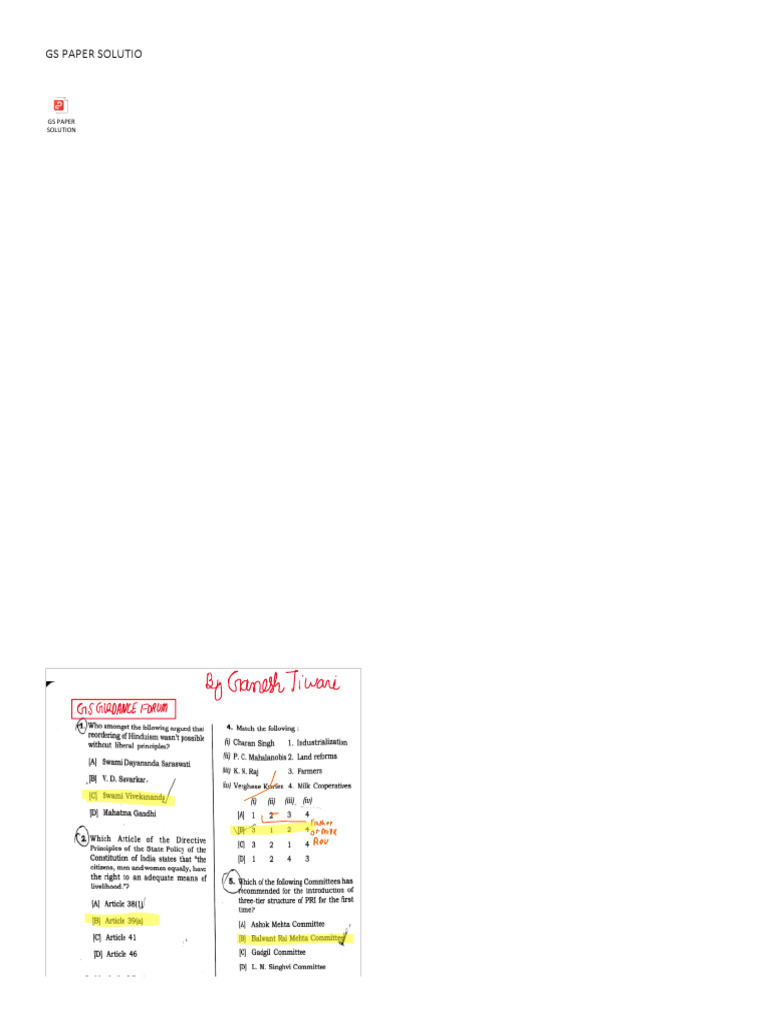 GS Paper Solutiol 2024 | PDF