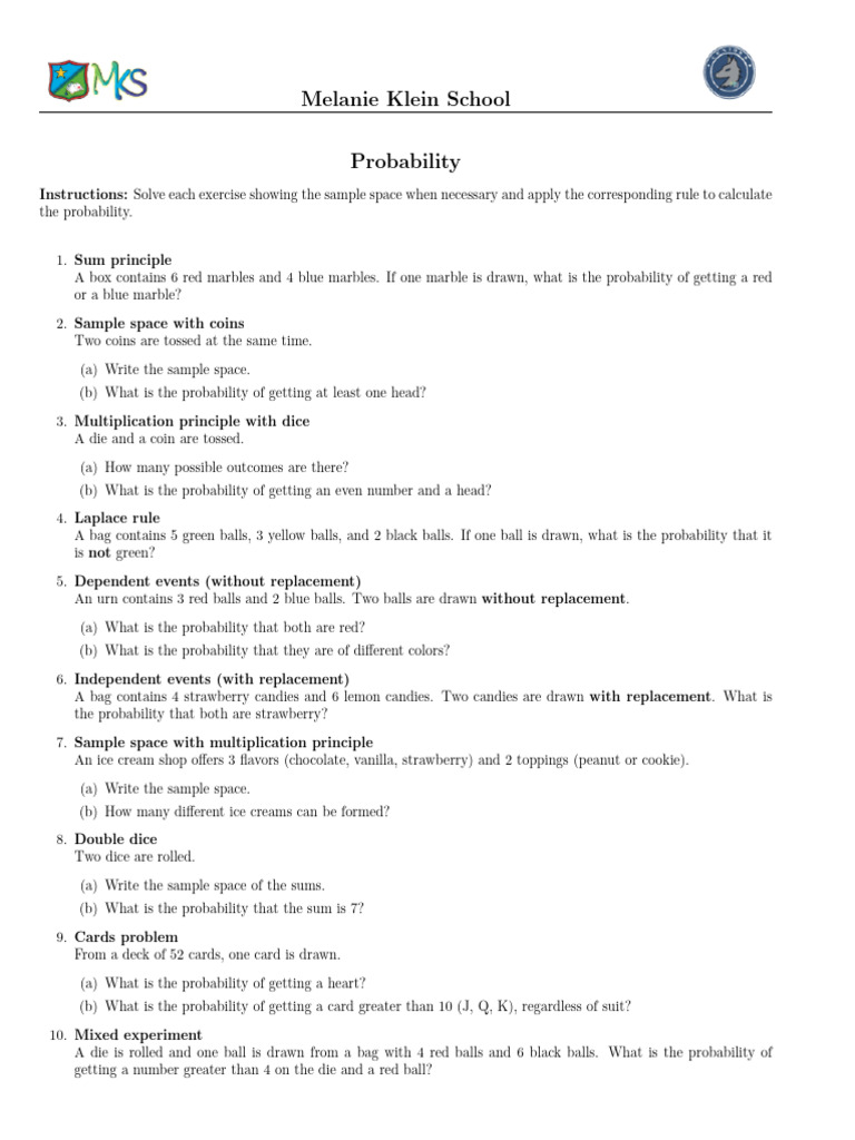 Probability Worksheet | PDF