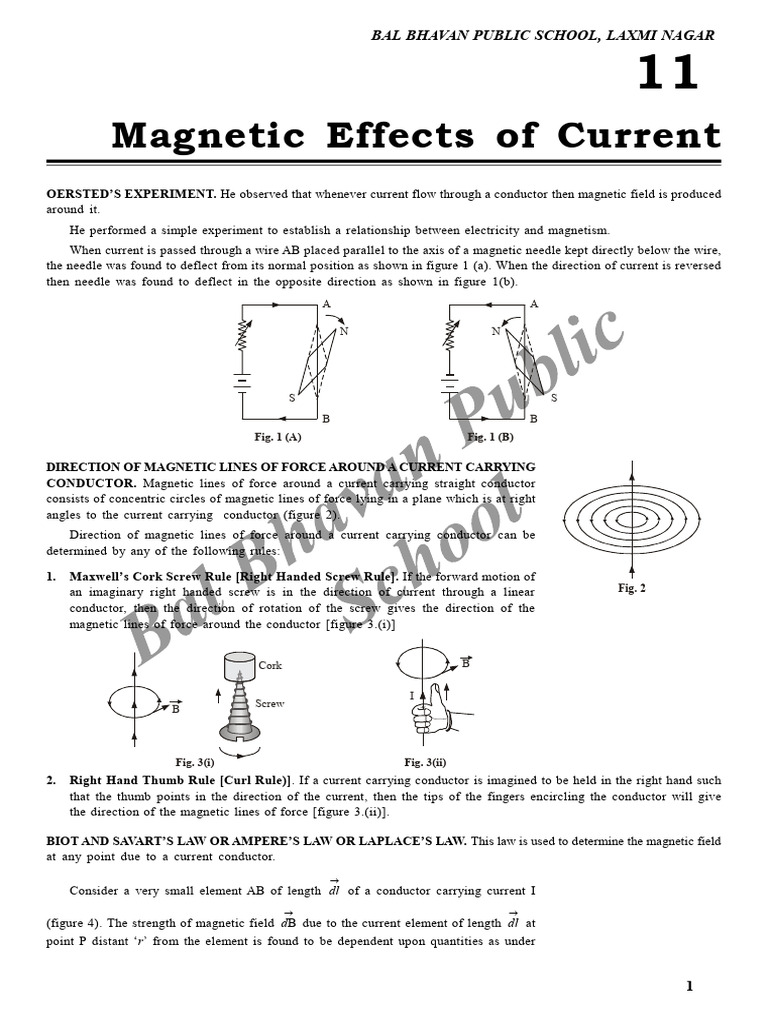 Magnetic Effects of Current Explained | PDF | Magnetic Field | Force
