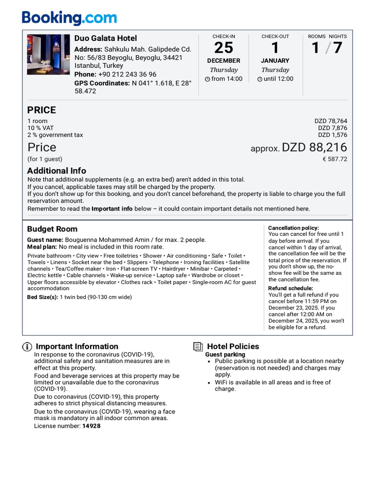 Booking Confirmation | PDF