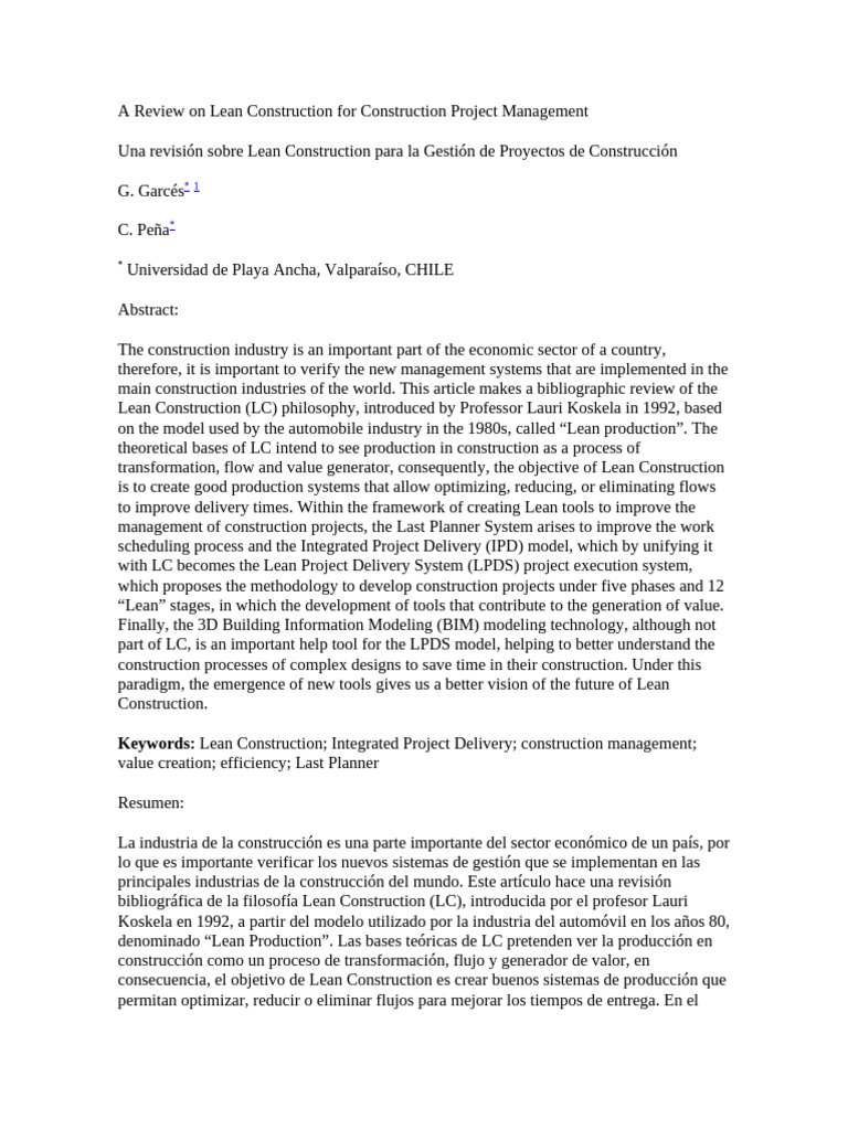 Lean Construction in Project Management | PDF | Building Information ...