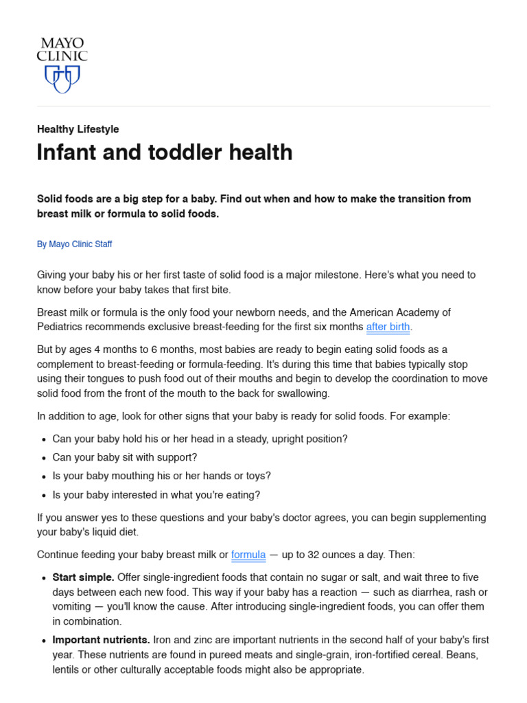 Baby's First Solid Foods Guide | PDF | Infants | Allergy