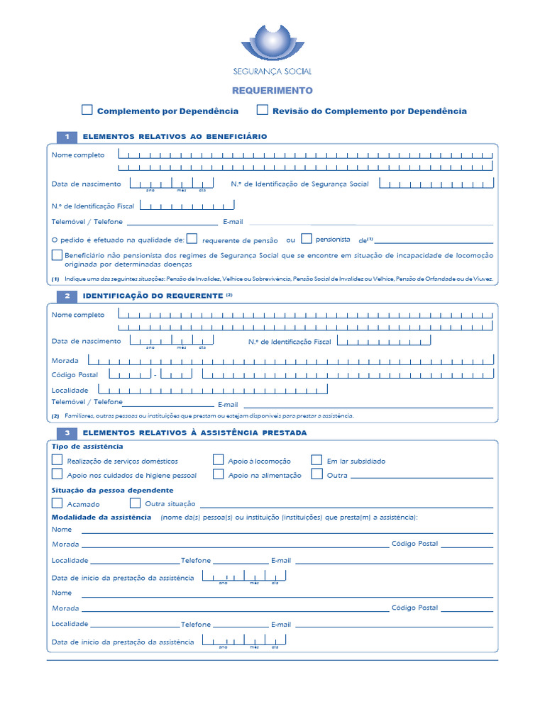 Requerimento de Complemento por Dependência | PDF | Pensão alimentícia ...