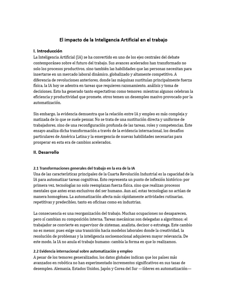 Impacto de La Ia en El Trabajo | PDF | Inteligencia artificial ...