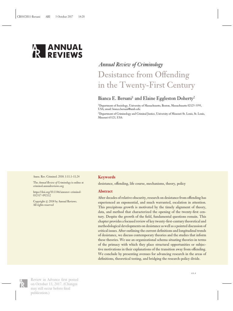 Desistance From Offending in The Twenty-First Century | PDF | Race ...