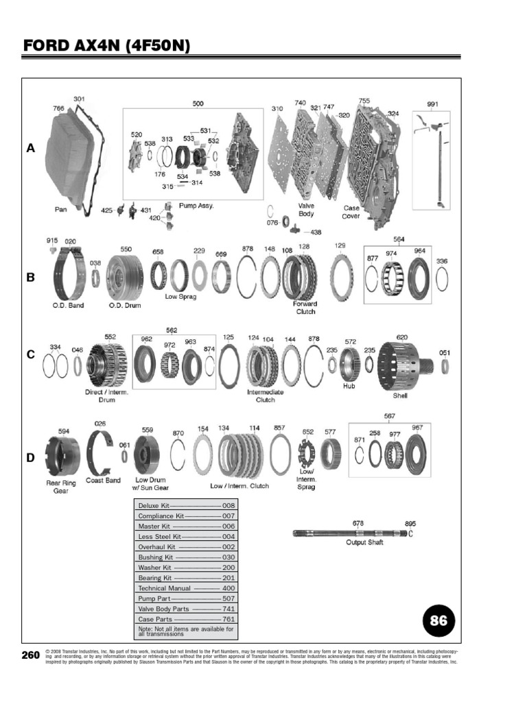 FORD AX4N (4F50N) all transmissions Axle Valve