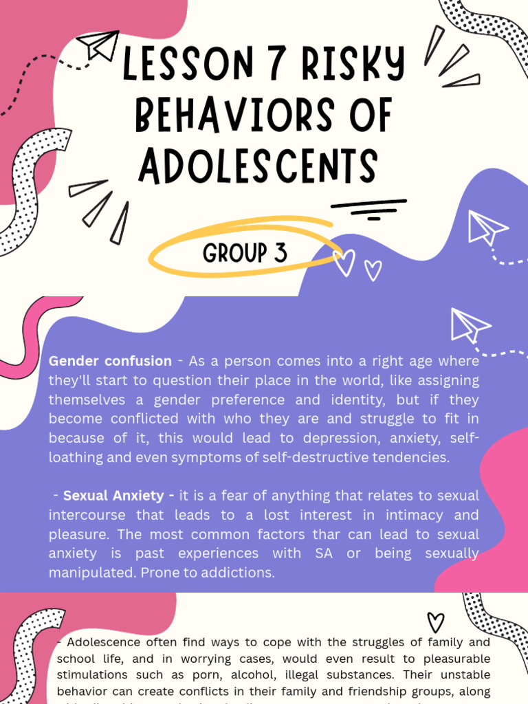 Adolescent Risk Behaviors and Psychosocial Issues | PDF | Love | Emotions
