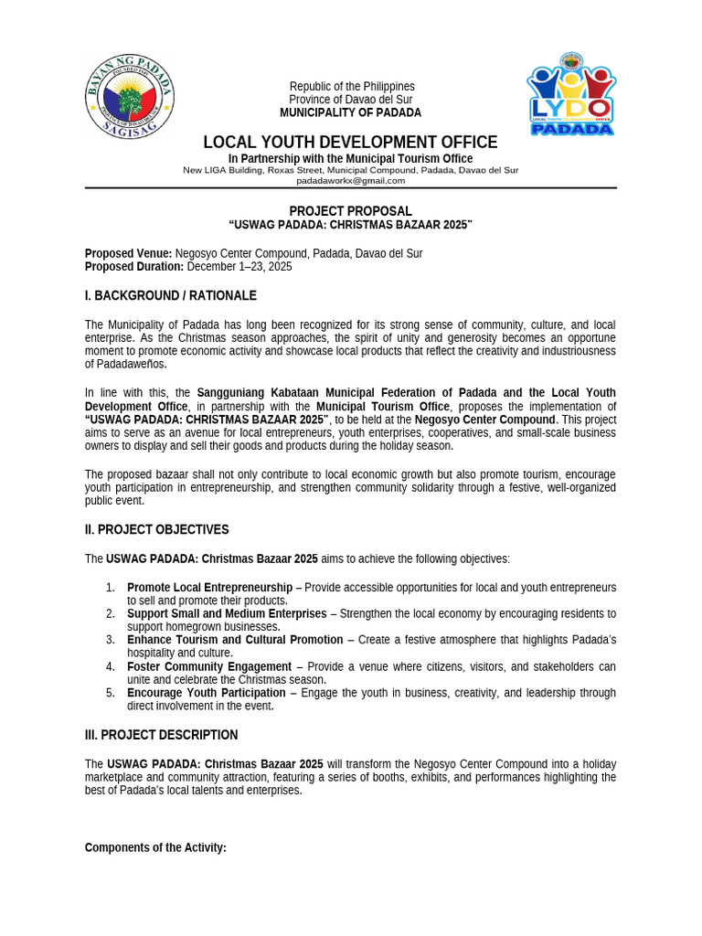 Project Proposal (Lydo) | PDF | Entrepreneurship | Tourism