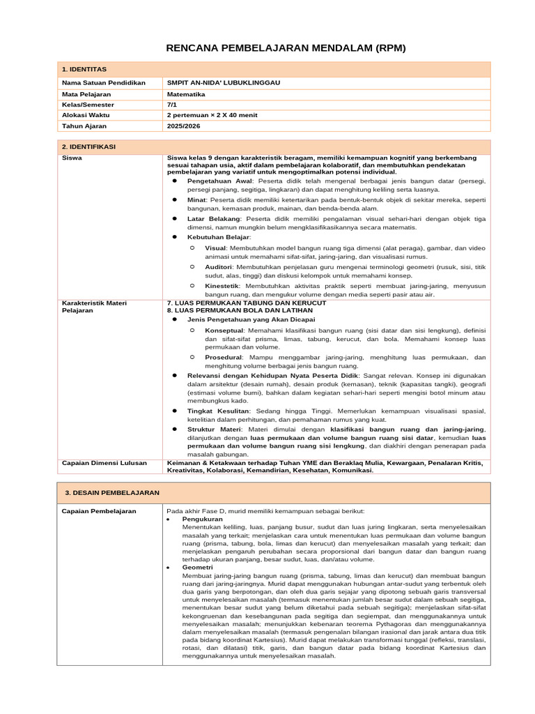 Rpm Bangun Ruang 7, 8 | PDF