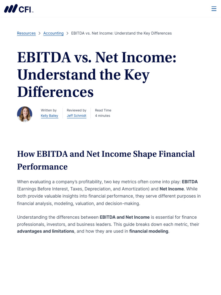EBITDA vs. Net Income Explained | PDF | Net Income | Valuation (Finance)