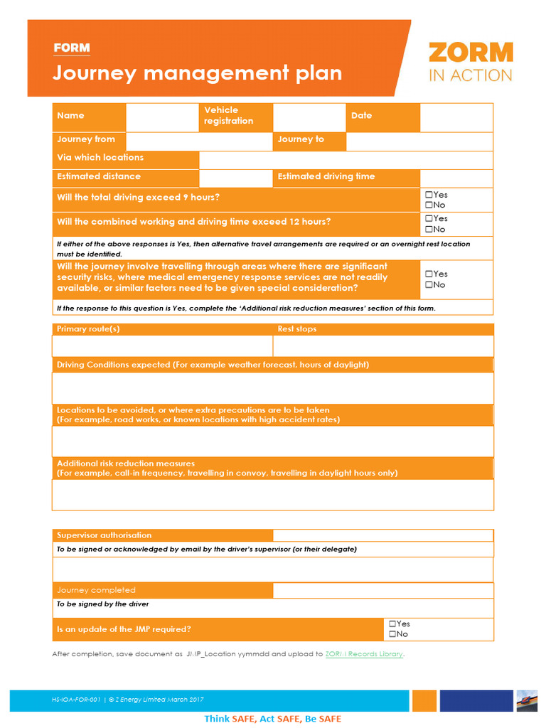 Journey Management Plan Template | PDF | Transport