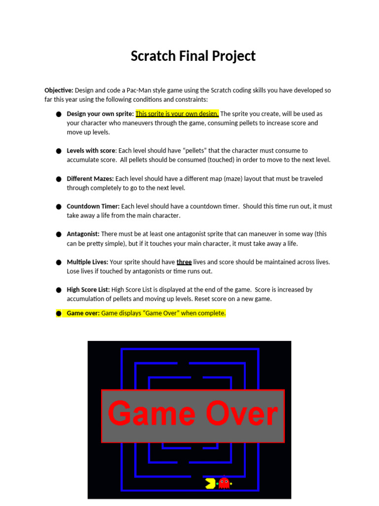 Scratch Final Project (PacMan) 24 | PDF