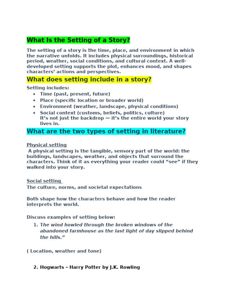 F2 - Setting and Characters | PDF