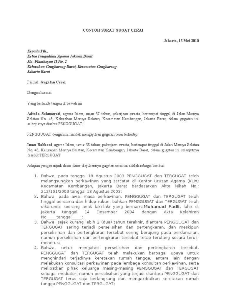 31+ Contoh Surat Cerai Katolik  Kumpulan Letter