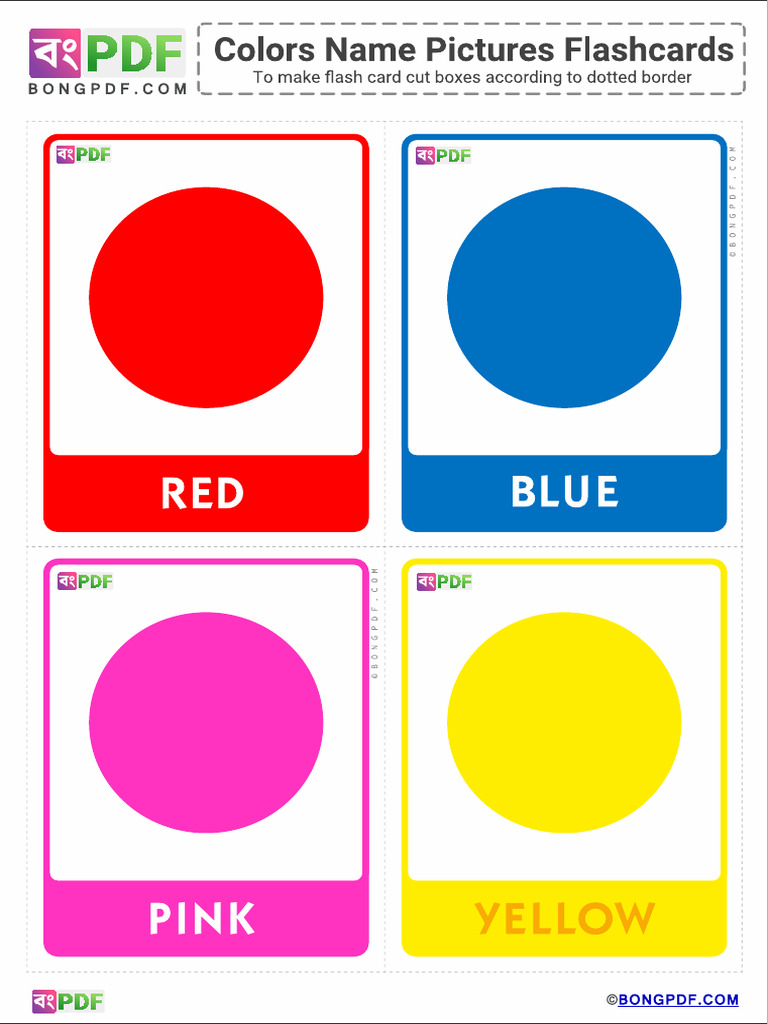 English Colors Name Pictures Flashcards | PDF