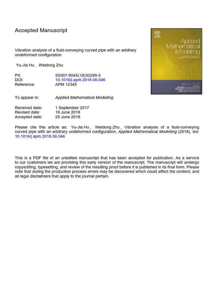 Validation - Vibration Analysis of A Fluid-Conveying Curved Pipe With ...