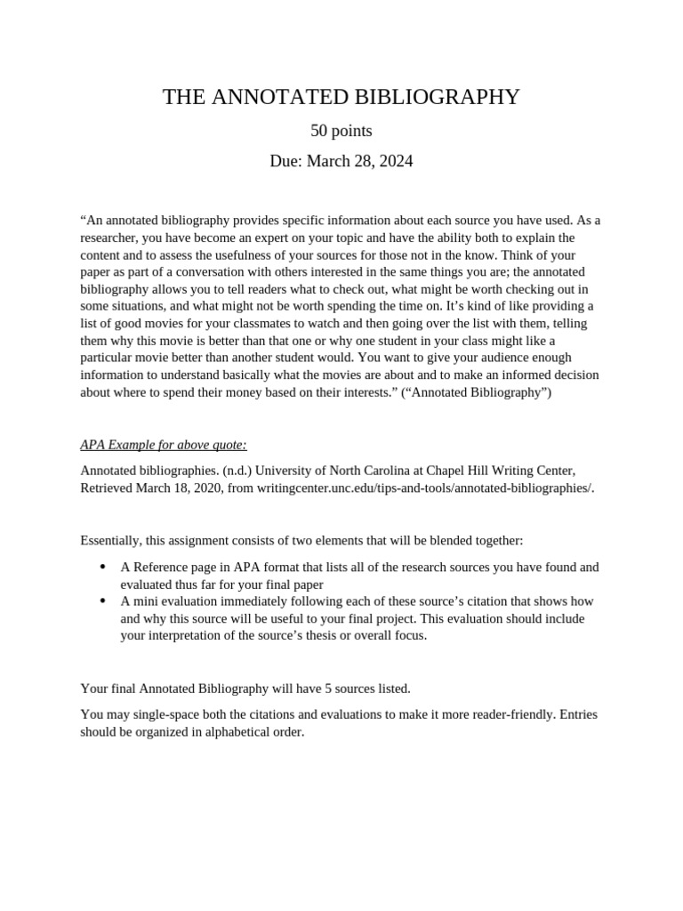 Creating an Annotated Bibliography Guide | PDF