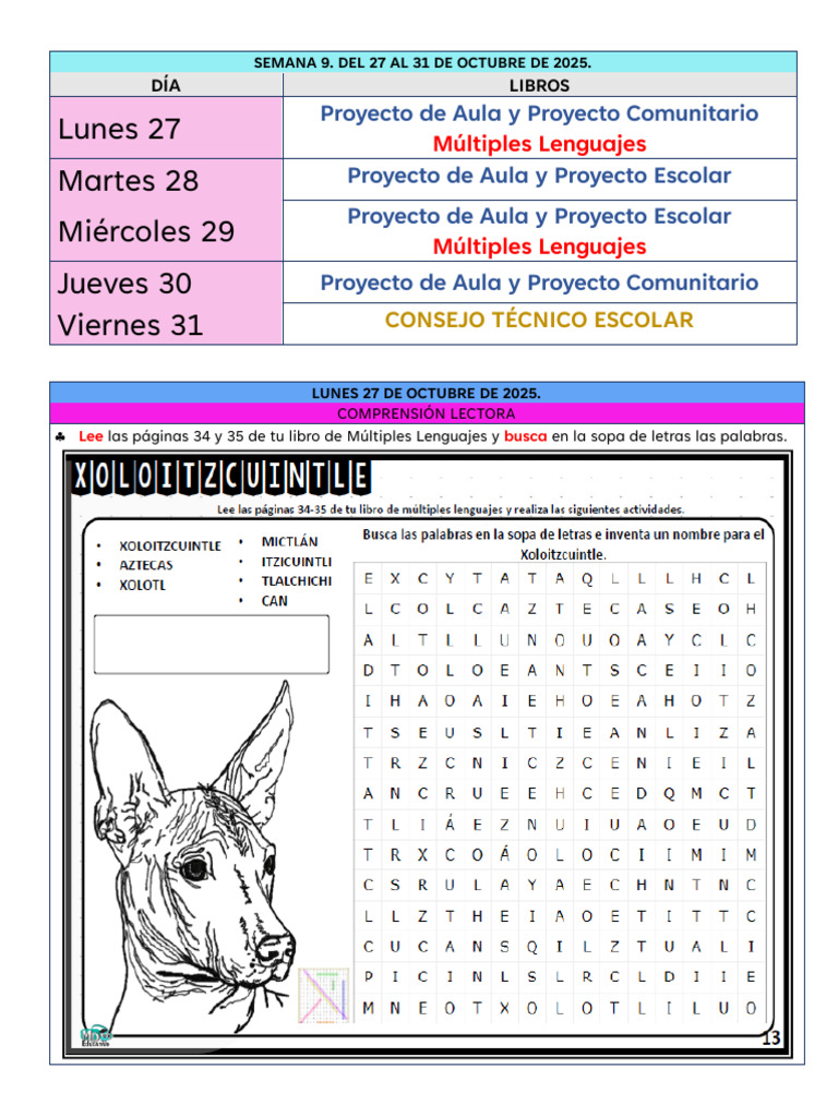 Actividades Educativas del 27 al 31 de Octubre | PDF