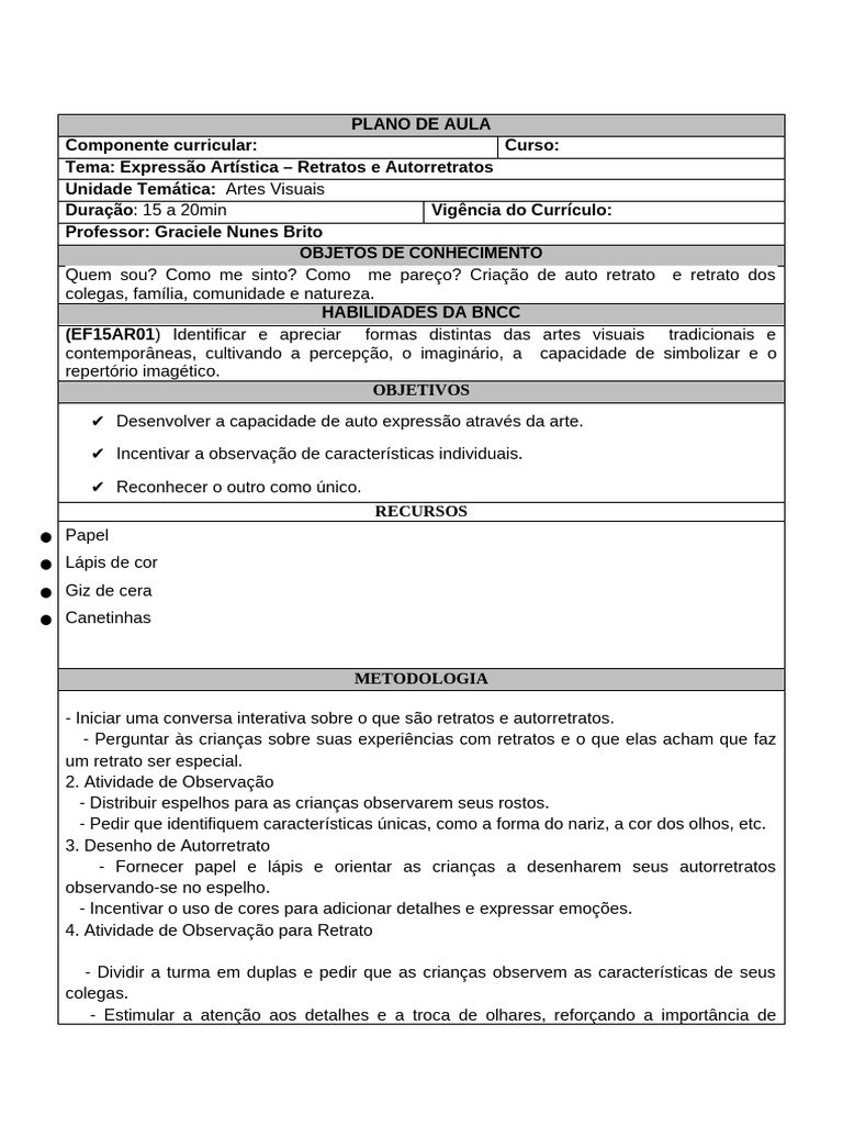 Plano de Aula Educação Especial e Inclusiva | PDF | Desenho