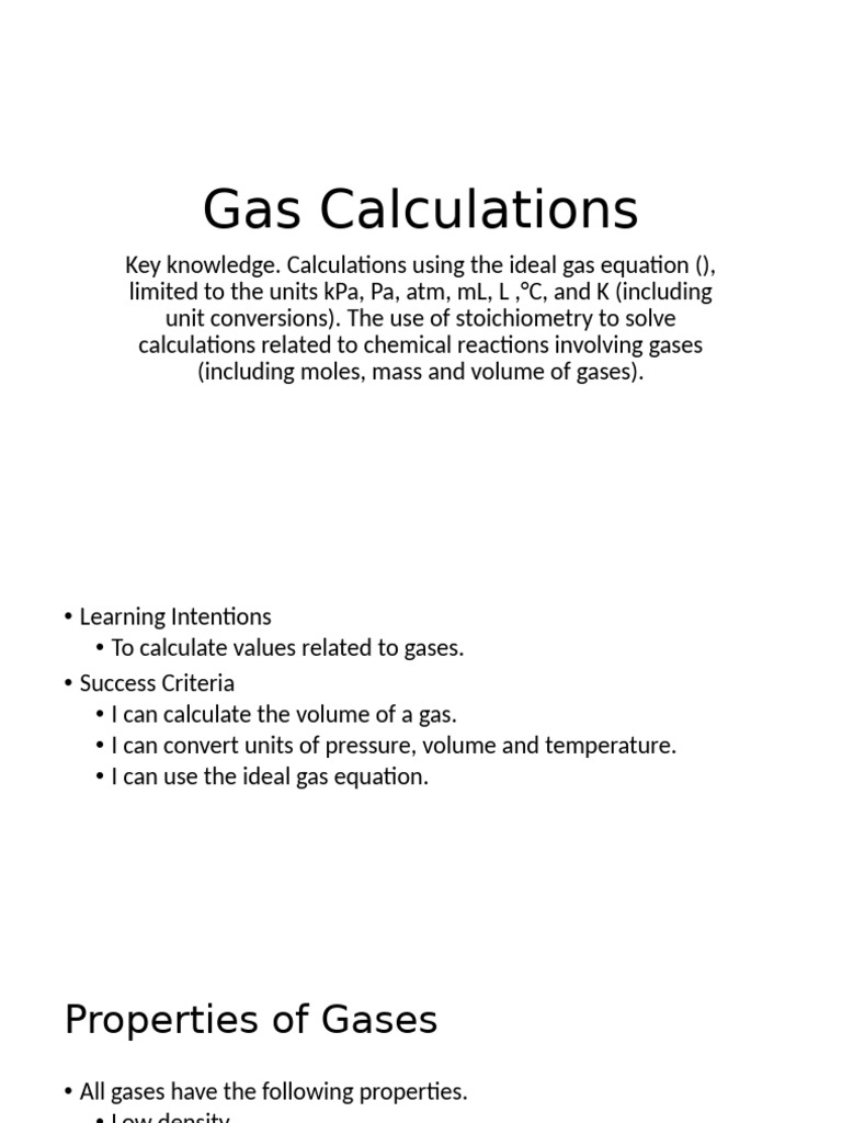 Gas Calculations and Properties Guide | PDF