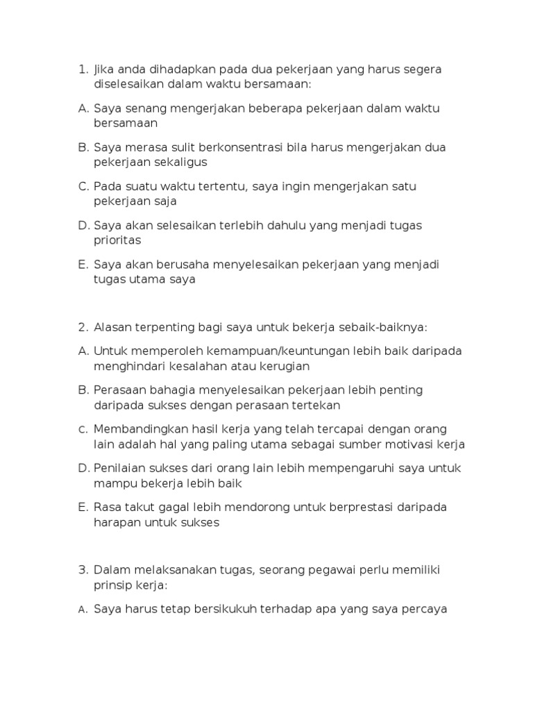 Contoh Soal Bumn Values