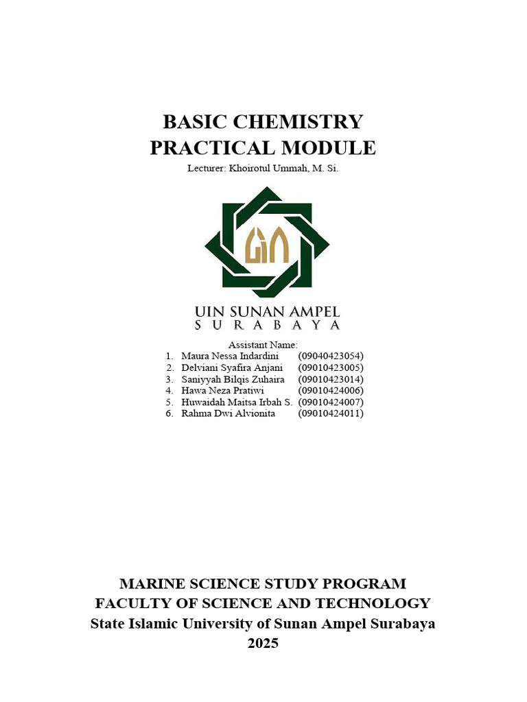 Basic Chemistry Practical Module | PDF | Titration | Chemistry