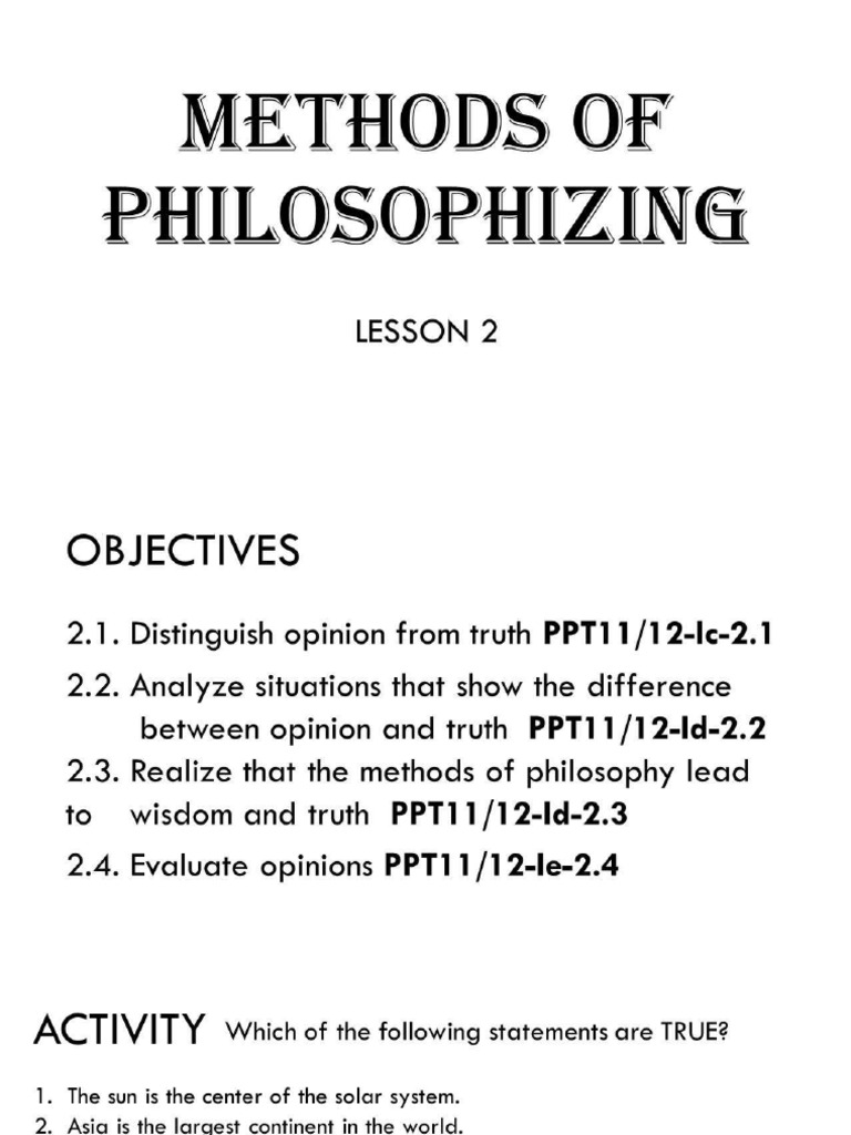 Methods of Philosophizing | PDF