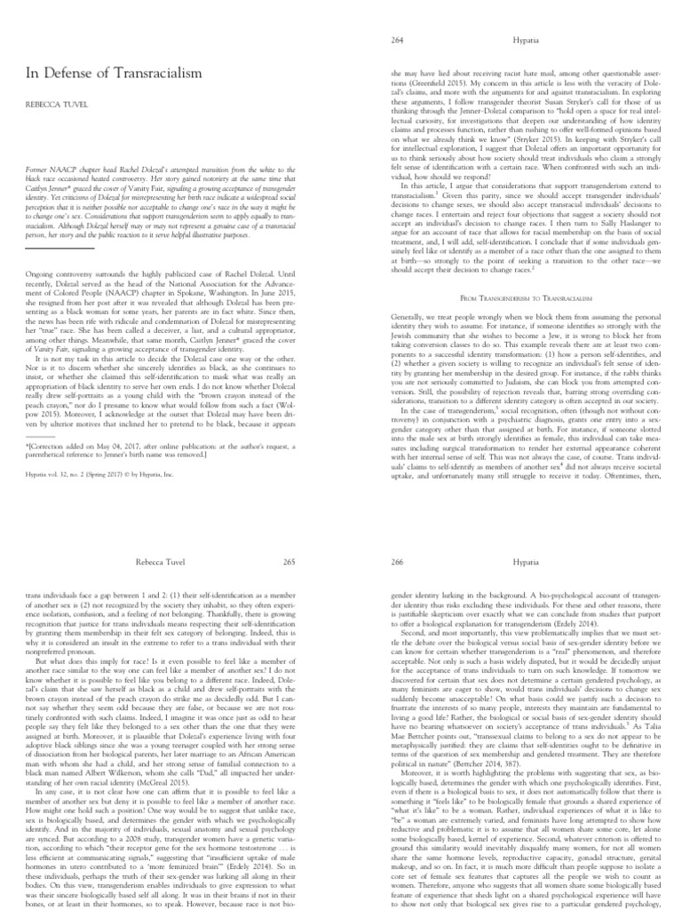 Exploring Transracialism and Identity | PDF | Race (Human ...