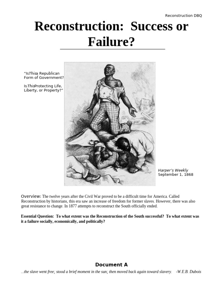 DBQ Reconstruction-1 | PDF | Reconstruction Era | Society Of The United ...