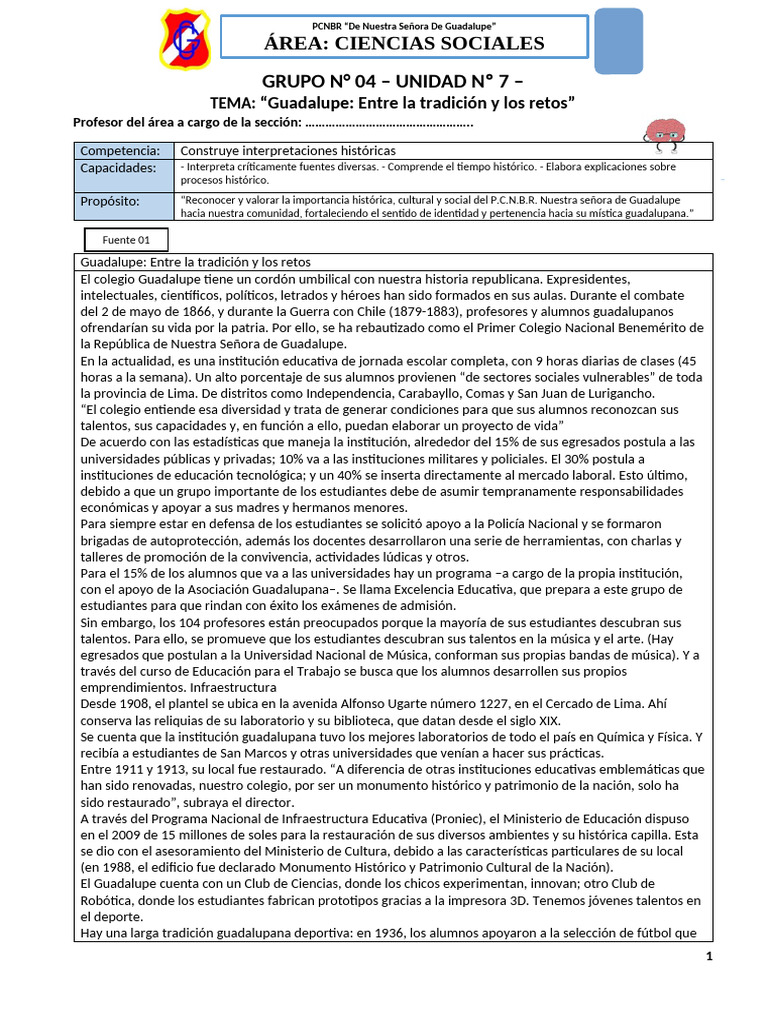 GRUPO 04 Unidad 7 2do Año de Secund | PDF