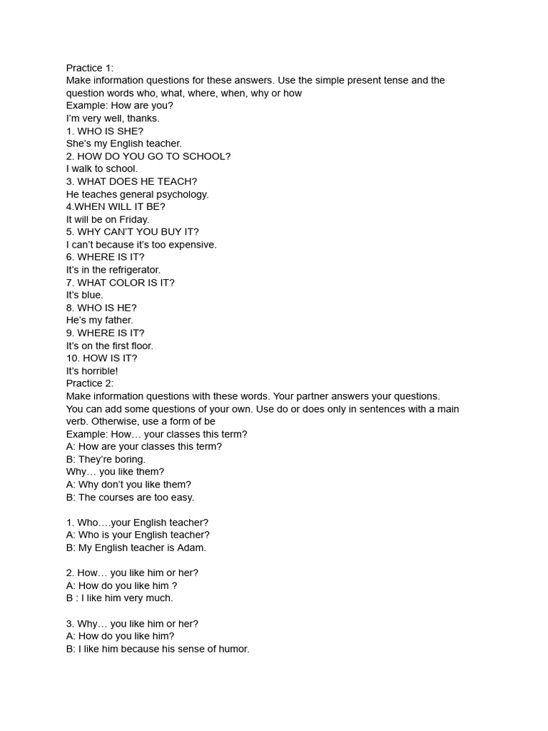 Practice Making Information Questions | PDF | Chess | Chess Theory