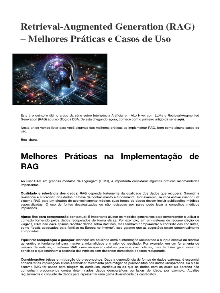 Melhores Práticas e Usos do RAG | PDF | Dados | Diagrama de caso de uso