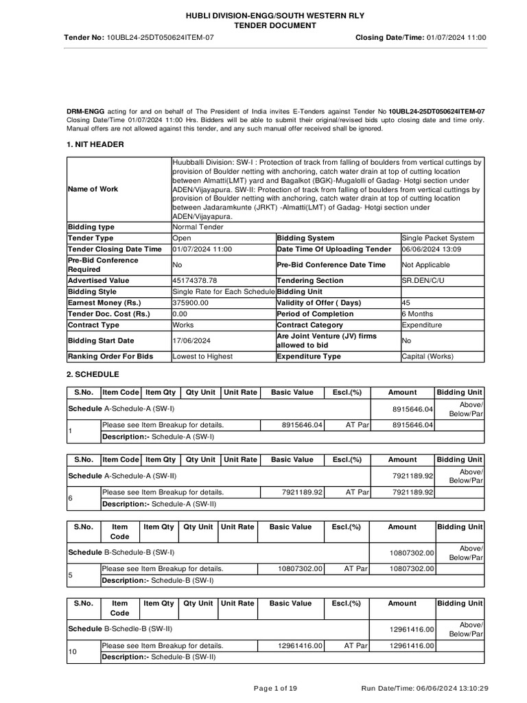 E-Tender for Track Protection Works | PDF | Concrete | Screw