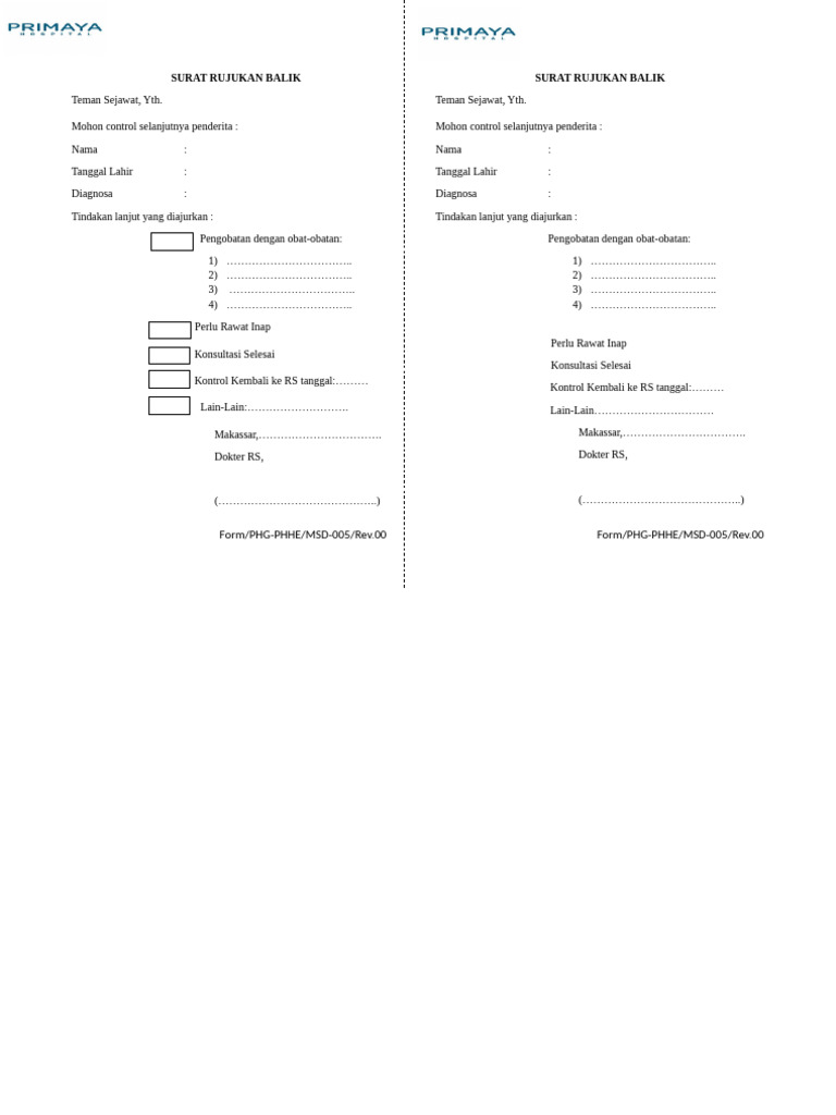 Surat Rujukan Balik Pasien Medis | PDF