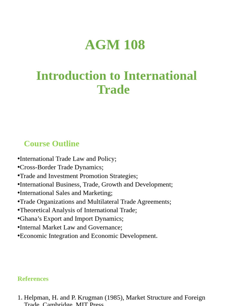 International Trade Course Overview | PDF | Protectionism | Non Tariff ...